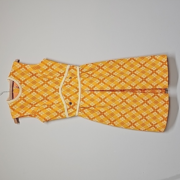 Patty Woodard Dresses & Skirts - Patty Woodard Vtg 70's argyle dress, yellow orange white, SL, fitted, A-line